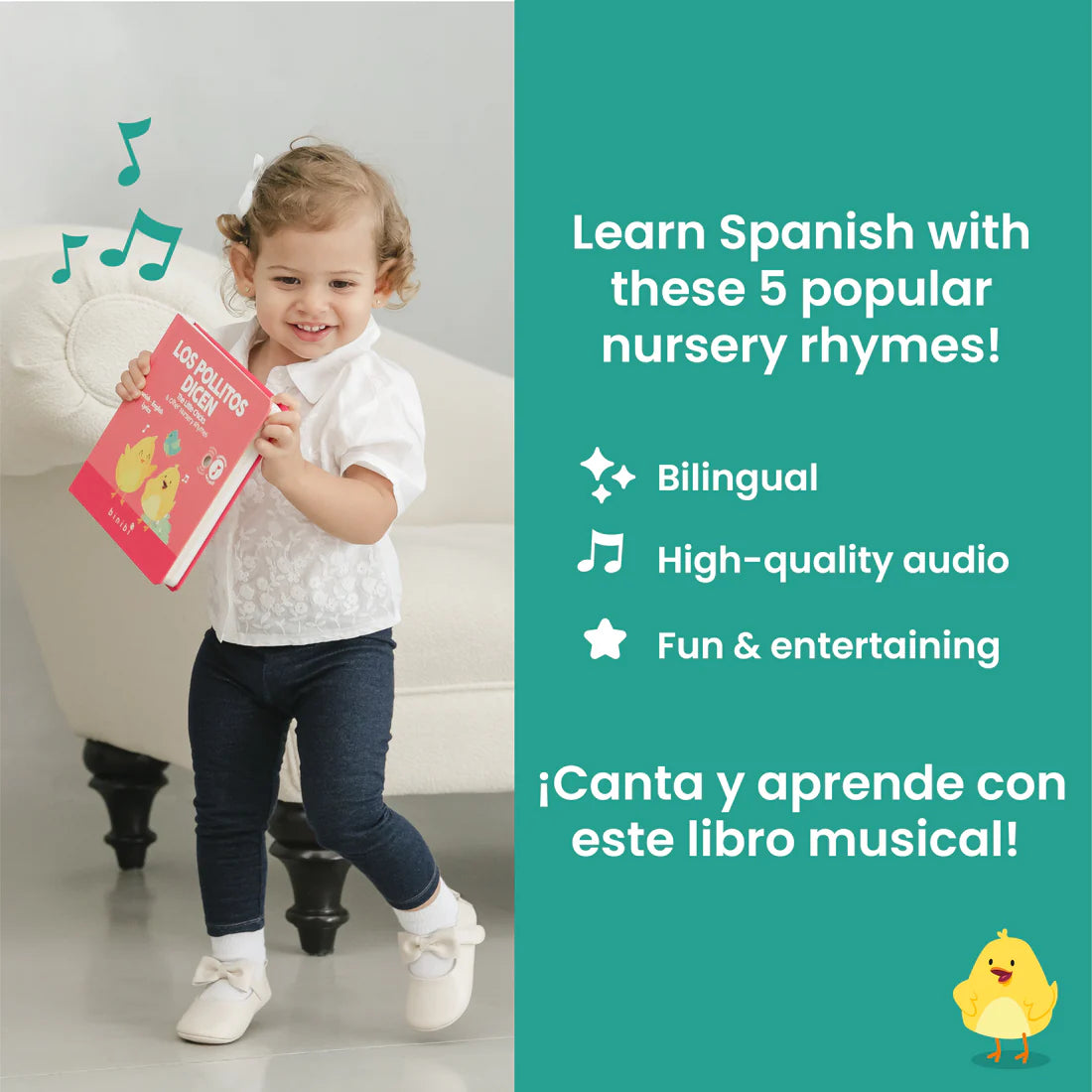 Los Pollitos Bilingual Musical Book: Spanish Nursery Rhymes