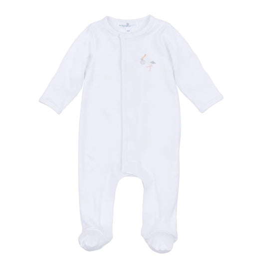 White Vintage Stork Footie