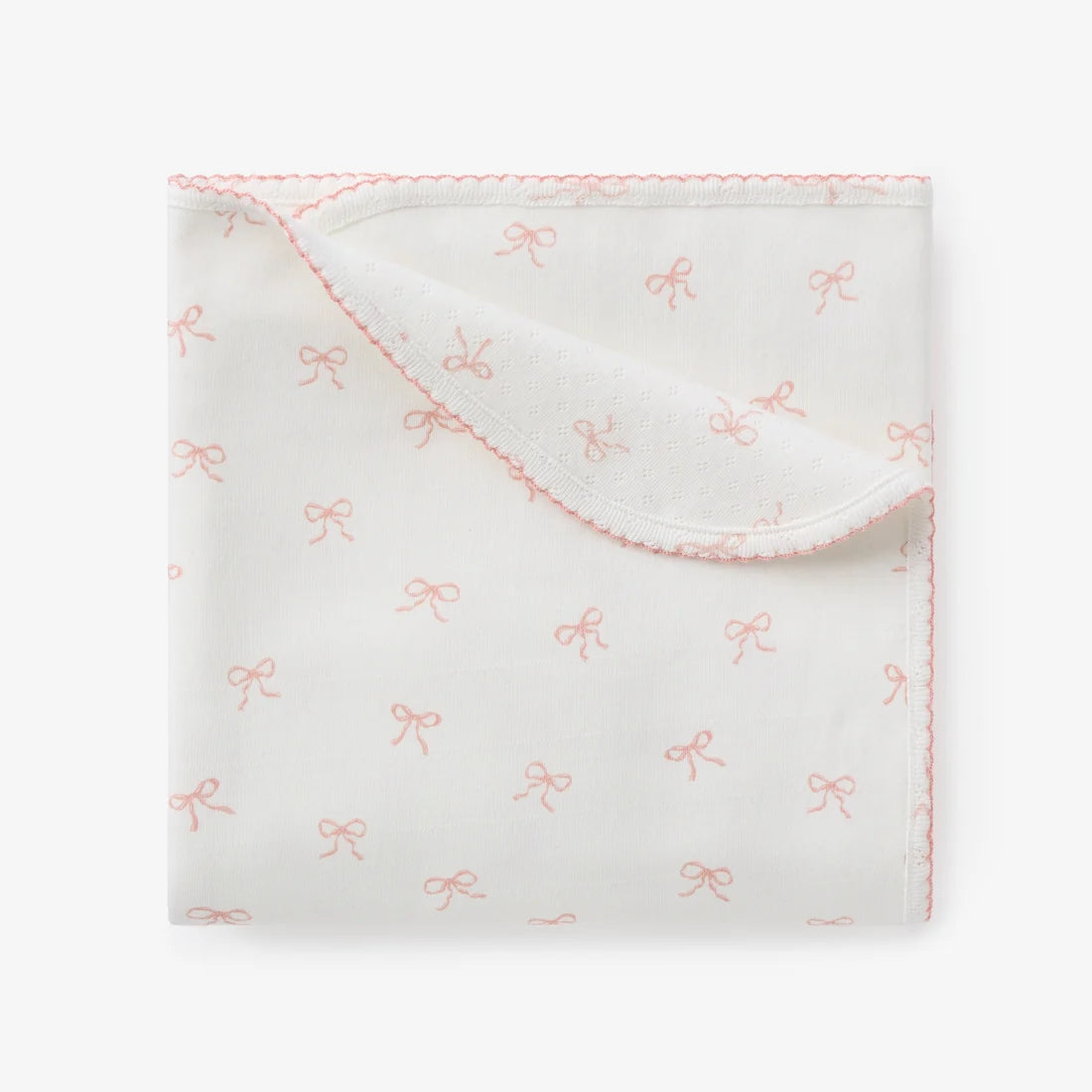 Pink Bow Print Organic Double Layer Swaddle Blanket