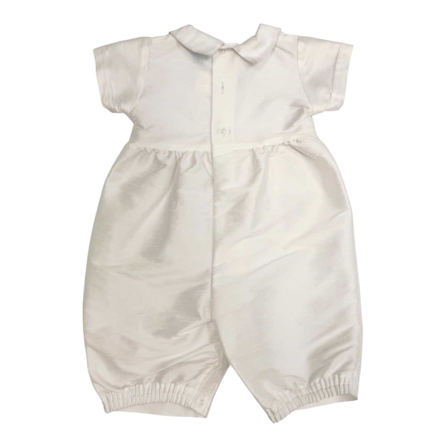 74008 Pintuck Poly Silk Romper Size 3m