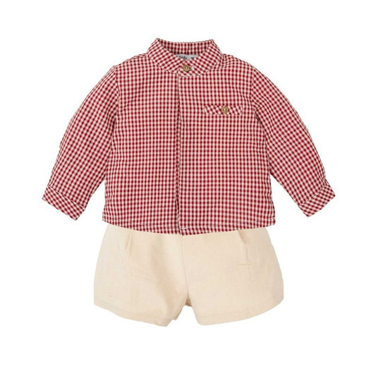 41769 Red Gingham Shorts Set 3M