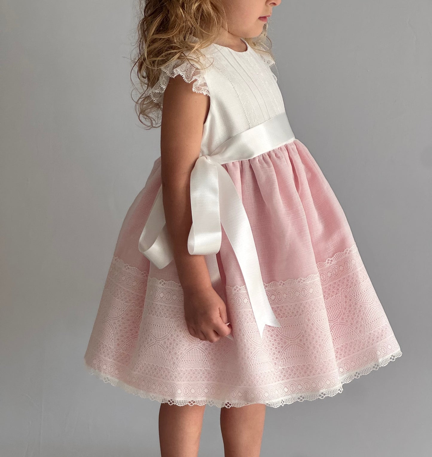 Batista Inglesa Dress White Pink 450