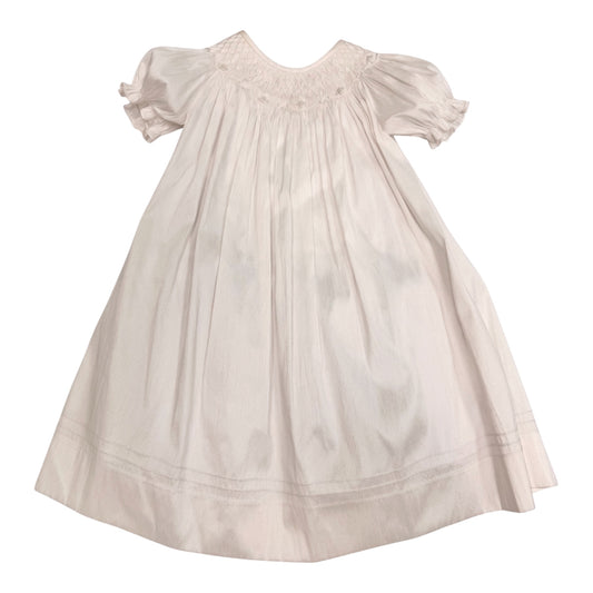 26751 White Poly Silk Smocked Dress Size 2T