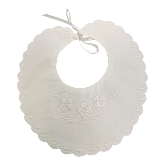 White Embroidered Scallop Bib 4801