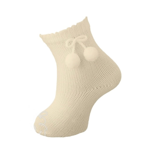 Scottish Yarn Short Pompom Socks Natural