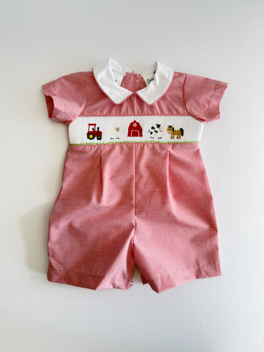 FH03-25-4 Red Stripe Farm Romper