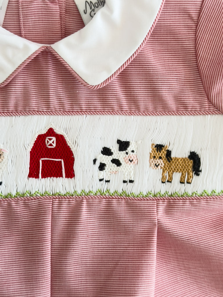 FH03-25-4 Red Stripe Farm Romper