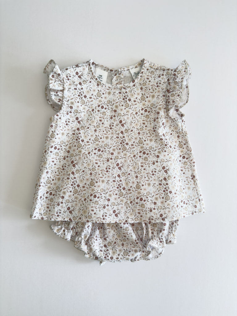 Taupe Flowers Bloomer Set