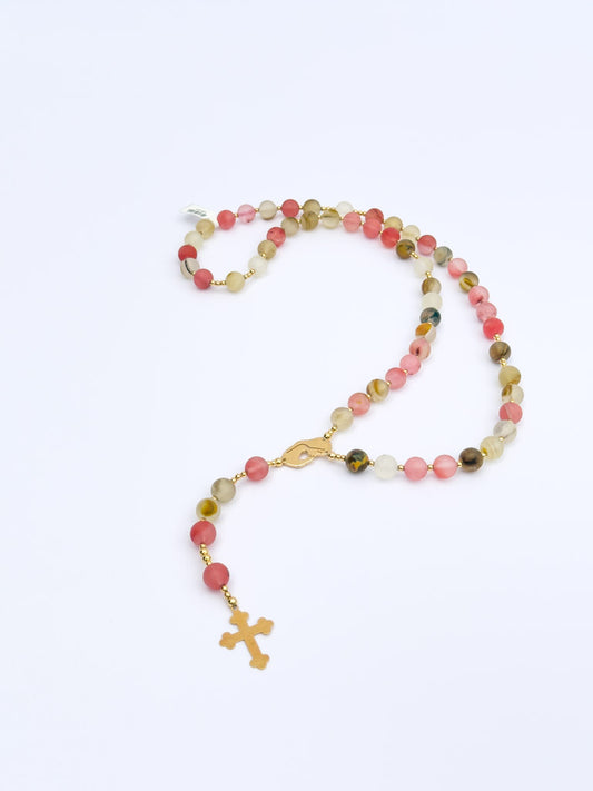 Multi Color Pink Glass Rosary