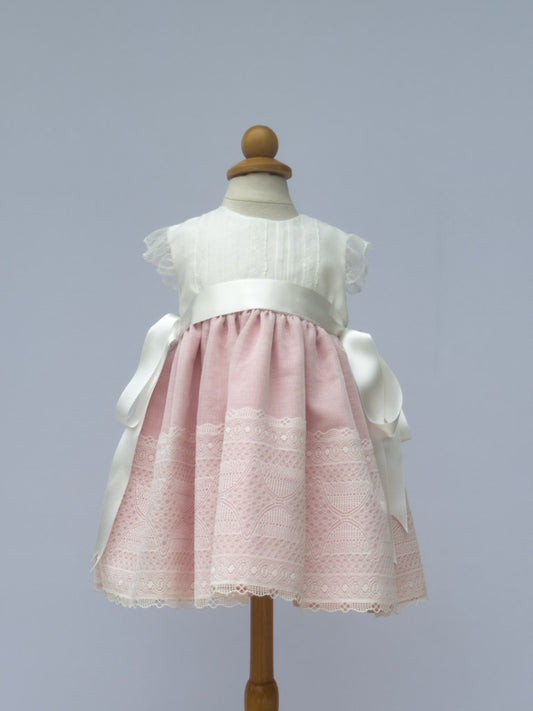 Batista Inglesa Dress White Pink 450