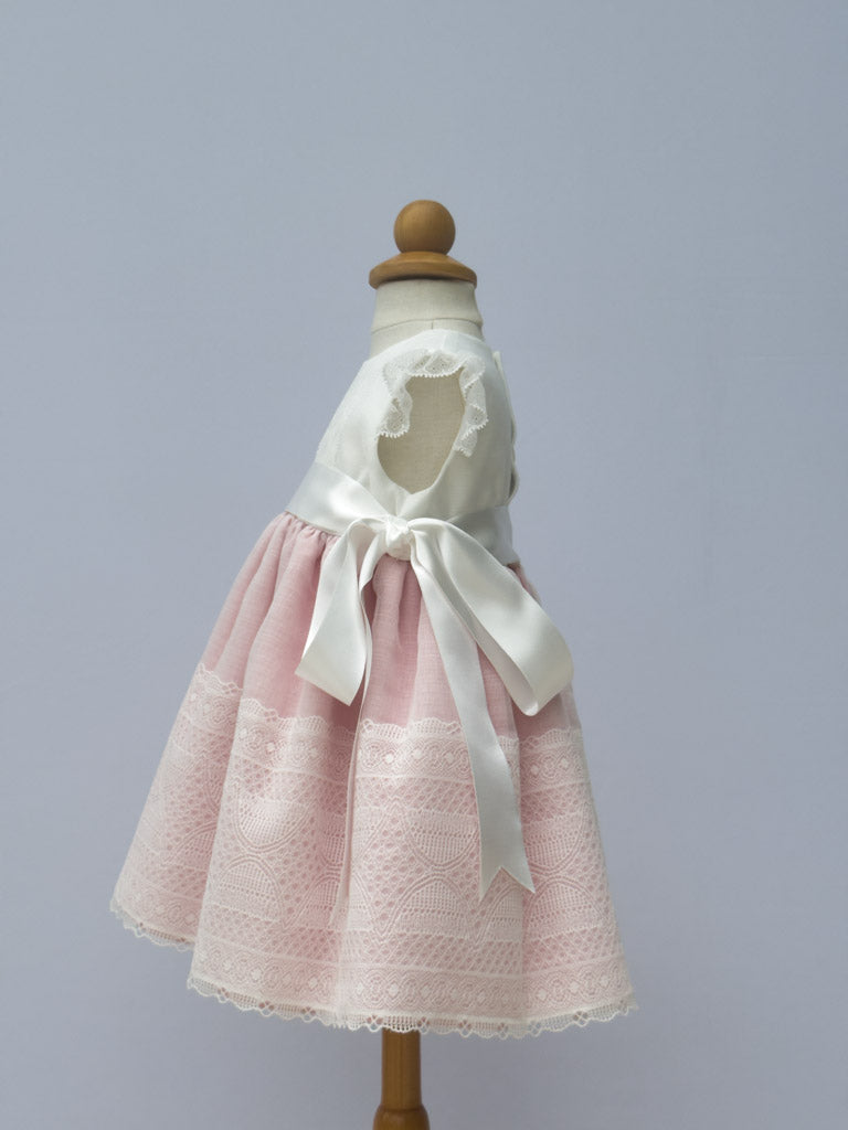 Batista Inglesa Dress White Pink 450