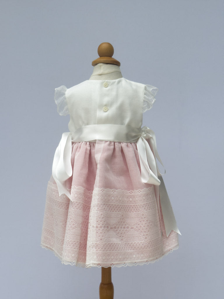 Batista Inglesa Dress White Pink 450