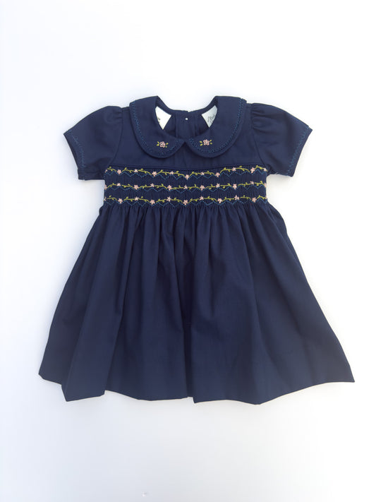 FH15-25-2 Navy Pique Smocked Dress