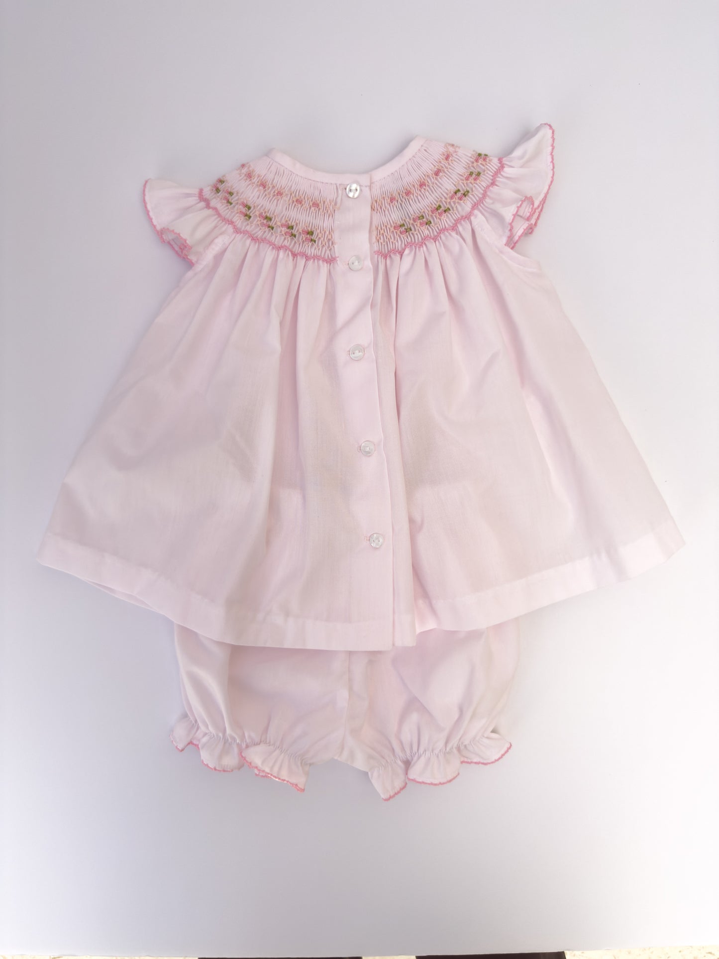 FH18-25-1 Light Pink Smocked Bishop Set