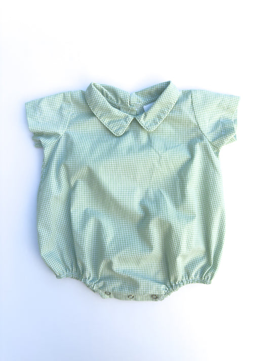 Light Green Gingham Romper 3M