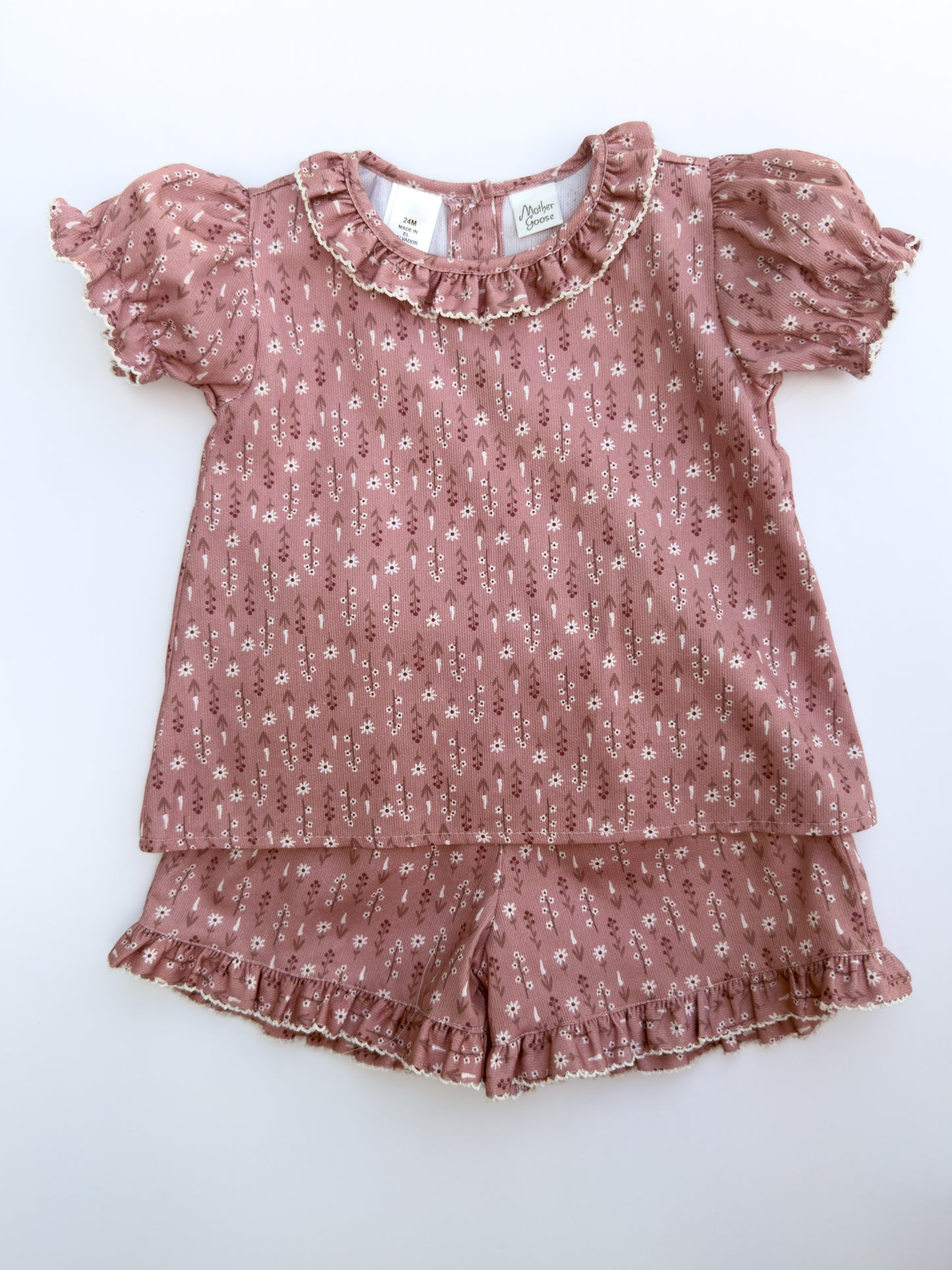 F09-25-2 Rose Print Shorts Set