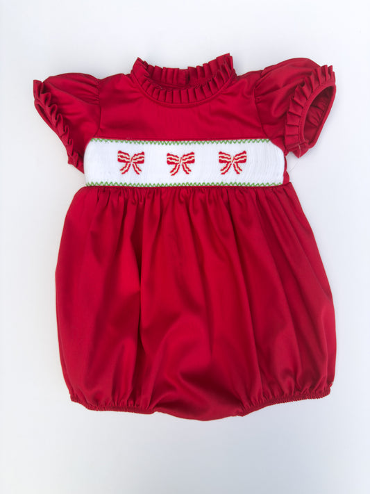 F07-25-3 Red Pique Candy Cane Romper