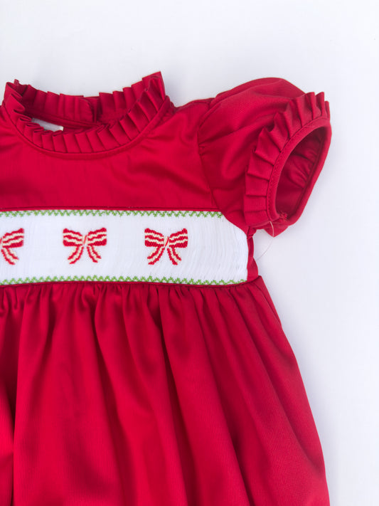 F07-25-3 Red Pique Candy Cane Romper