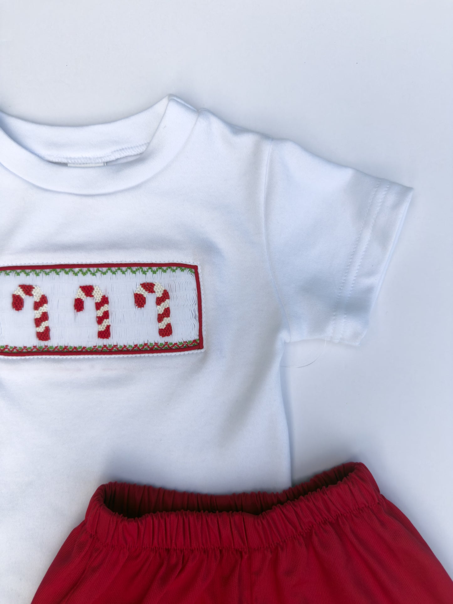 F07-25-4 Red  Candy Cane Shorts Set