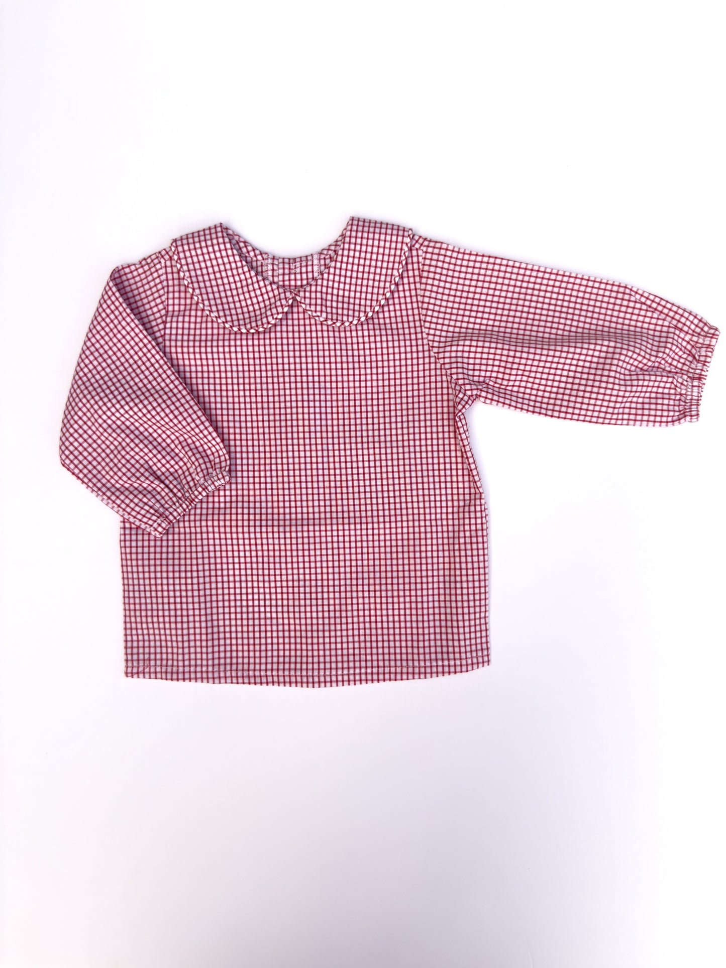 Red Window Pane Peter Pan Collar Shirt