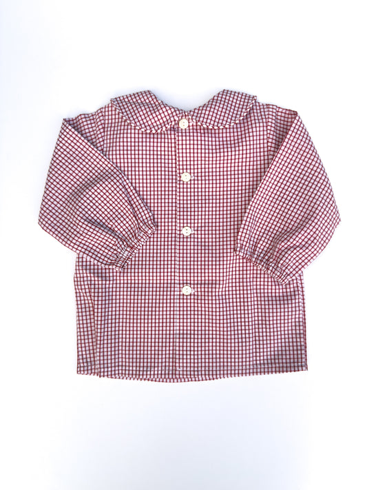 Red Window Pane Peter Pan Collar Shirt