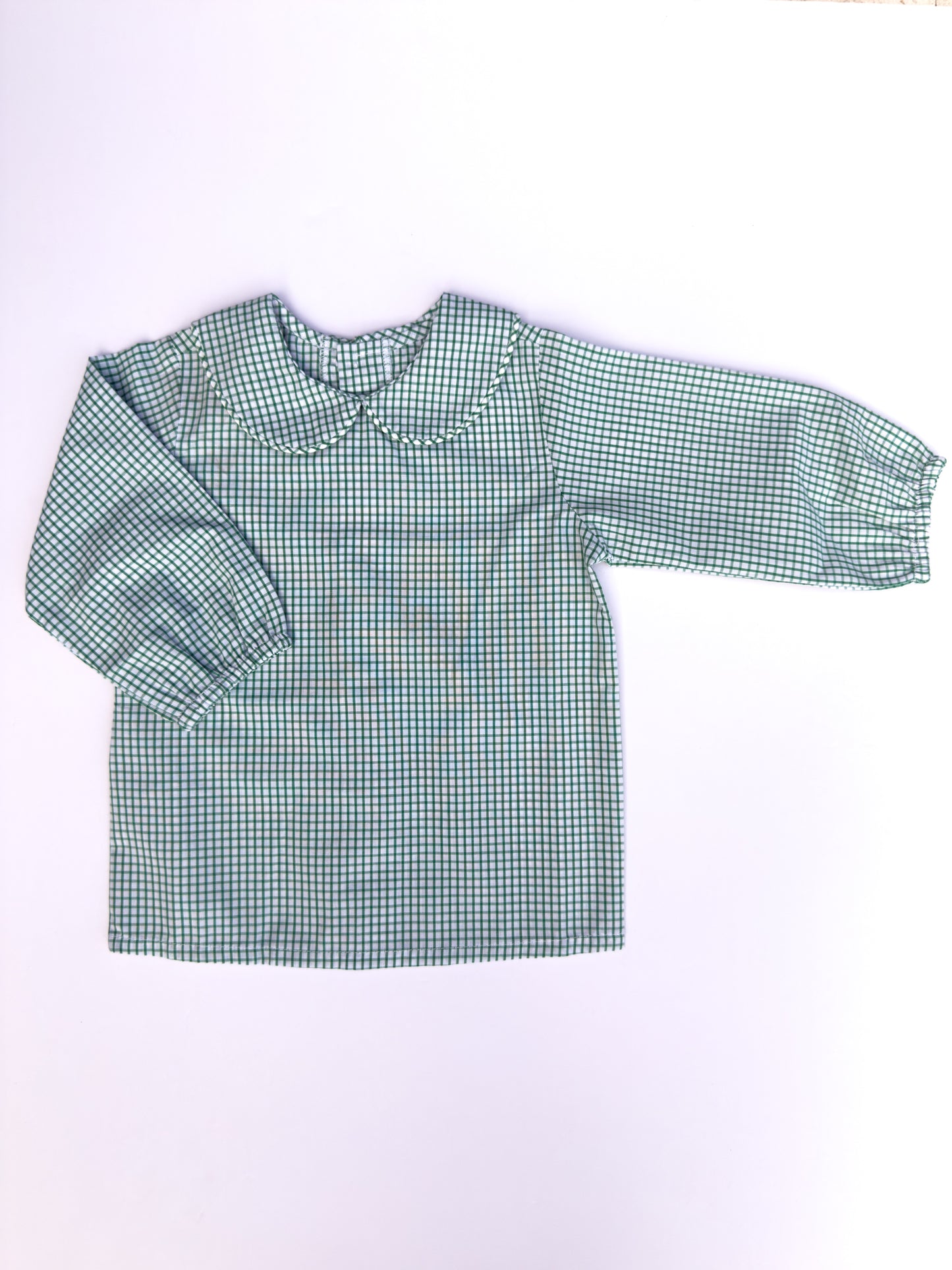 Green Window Pane Peter Pan Collar Shirt