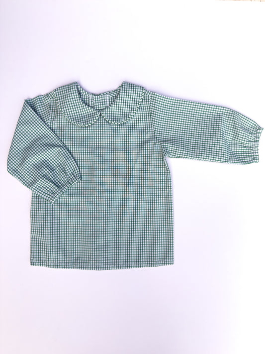 Green Window Pane Peter Pan Collar Shirt