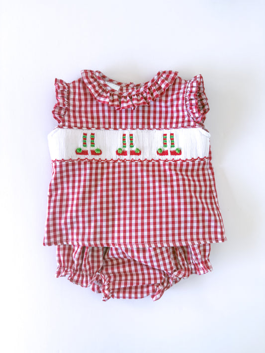 F06-25-2 Red Check Elf Bloomer Set