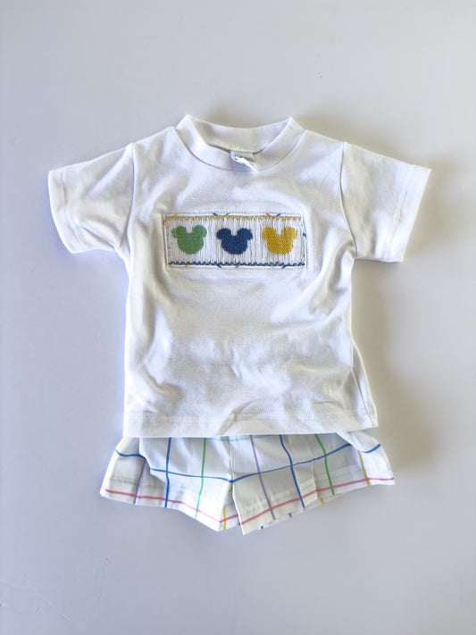 S12-25-3 Mickey Plaid Shorts Set