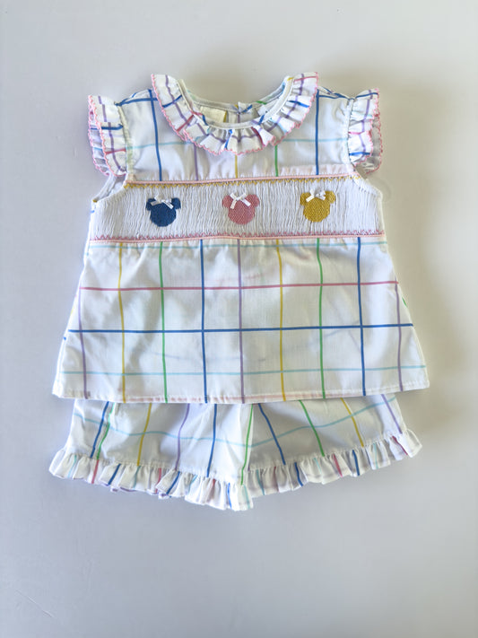 S12-25-1 Minnie Plaid Shorts Set