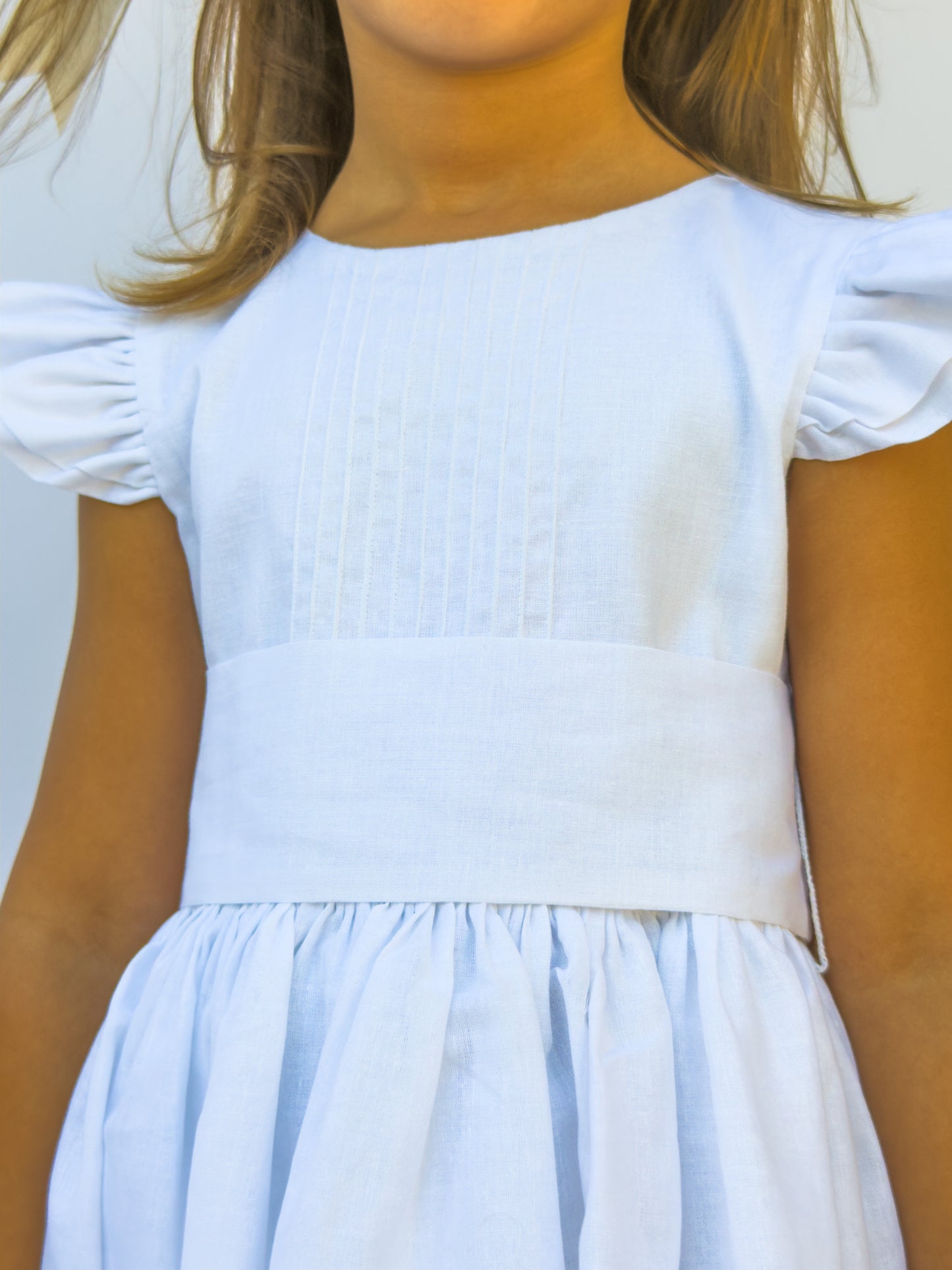 Sophia Flutter Sleeve Linen Dress