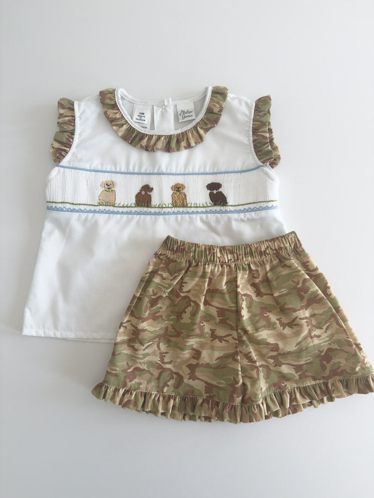 SS-01-25-4 Camo Dog Short Set Girl