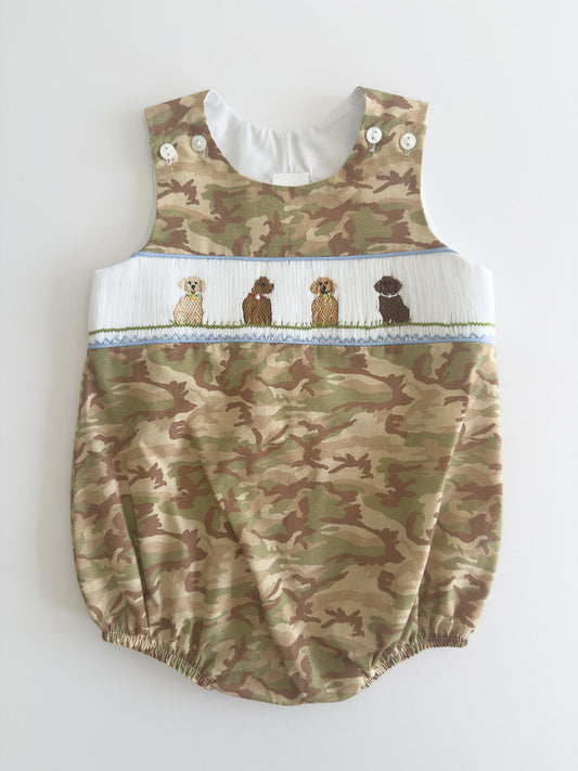 SS-01-25-1 Camo Dog Smocked Bubble