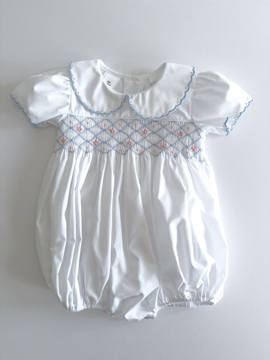 FH01-25-1 White/ Blue Smock Bubble Girl