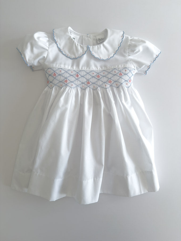 White/ Blue Smocked Dress