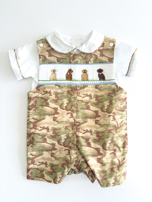 Camo Dog Smocked Overall
