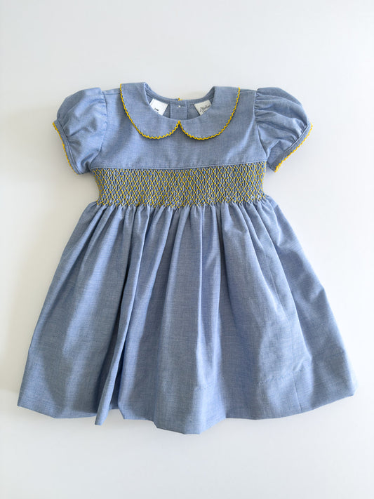 FH13-25-1 CHAMBRAY SMOCKED DRESS