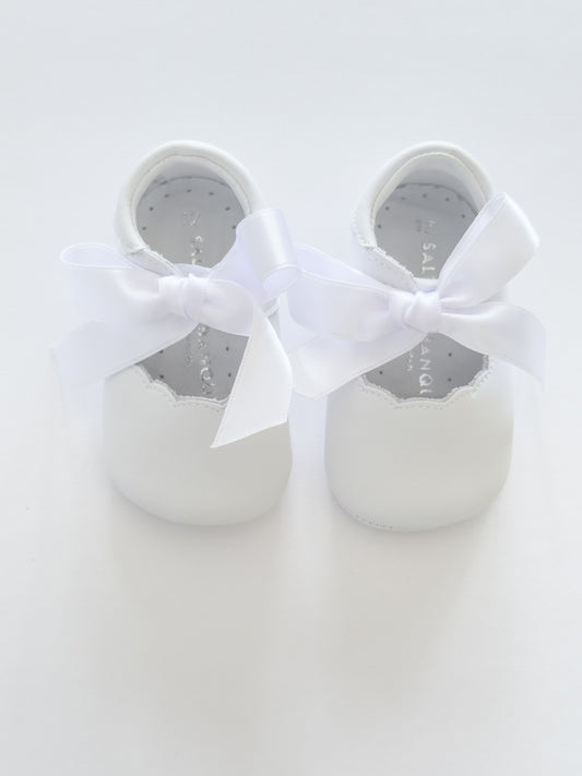 SB1080 White Bow Leather Mary Jane