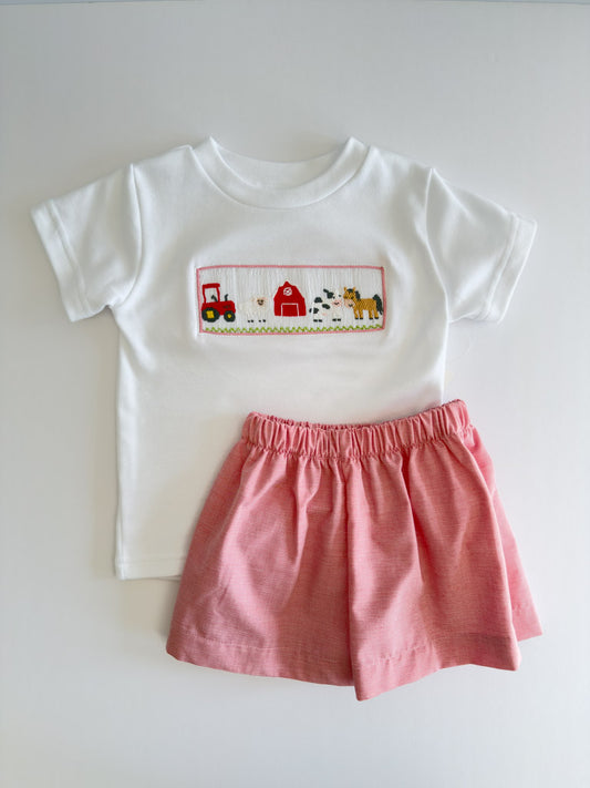 FH03-25-3 Red Stripe Farm Shorts Set