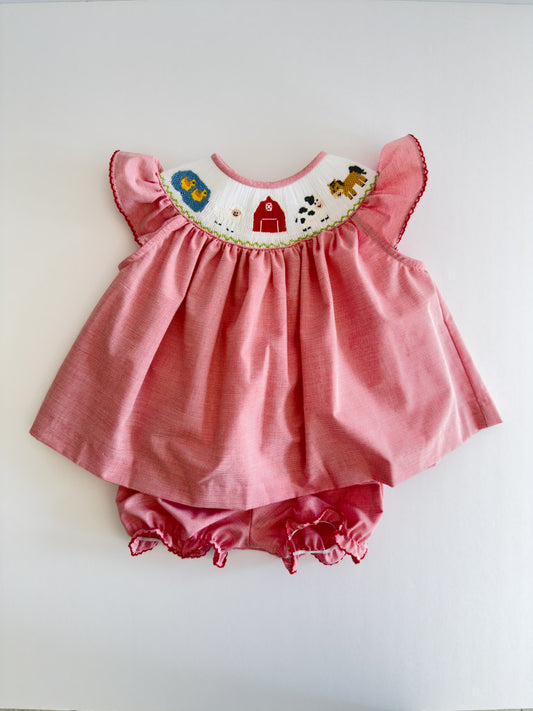 FH03-25-2 Red Stripe Farm Bishop Bloomers Set