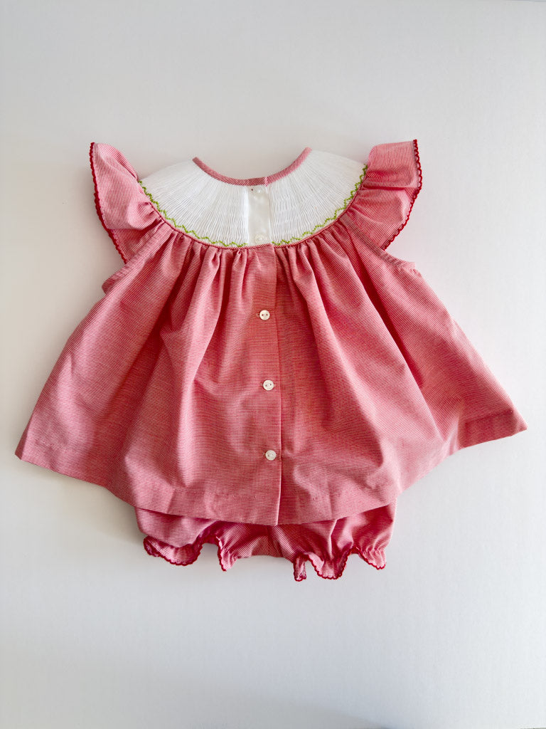 FH03-25-2 Red Stripe Farm Bishop Bloomers Set