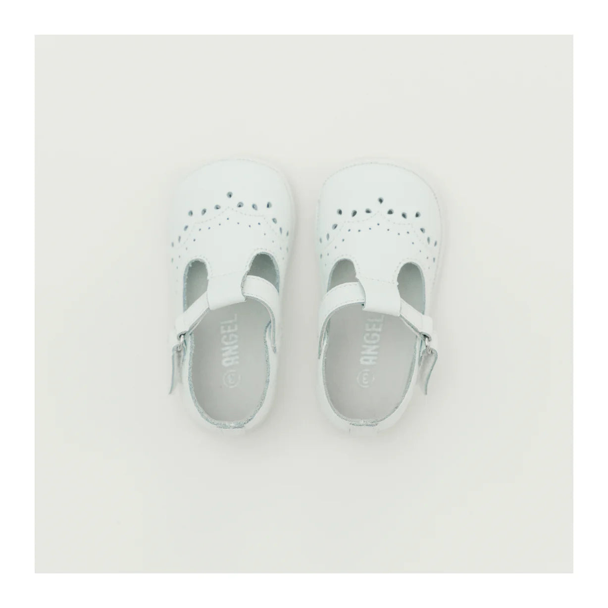 Birdie White Leather T-Strap