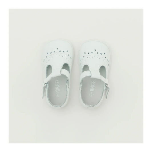 Birdie White Leather T-Strap
