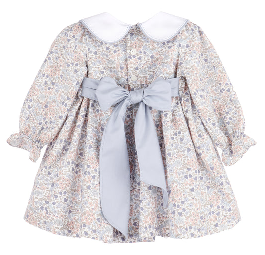 Blue Flower Pleat Dress