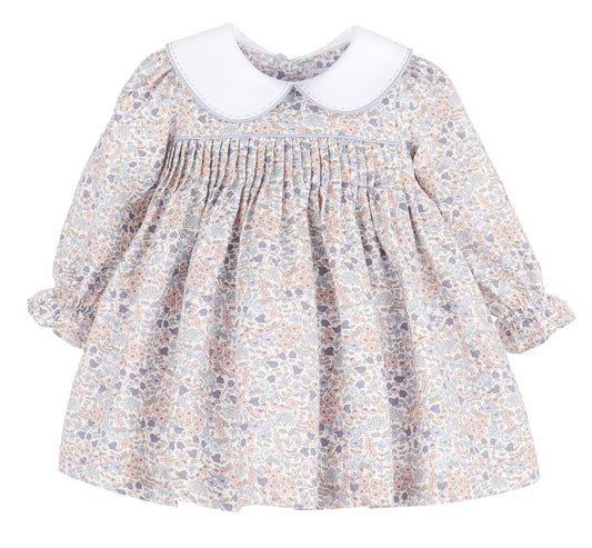 Blue Flower Pleat Dress
