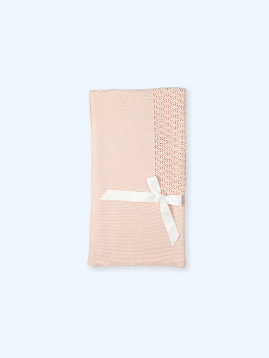 Nude Bow Knit Blanket TO141