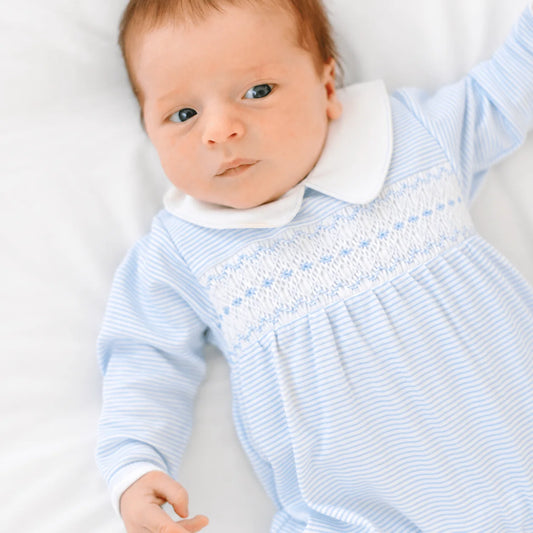Blue Benjamin Smocked Footie