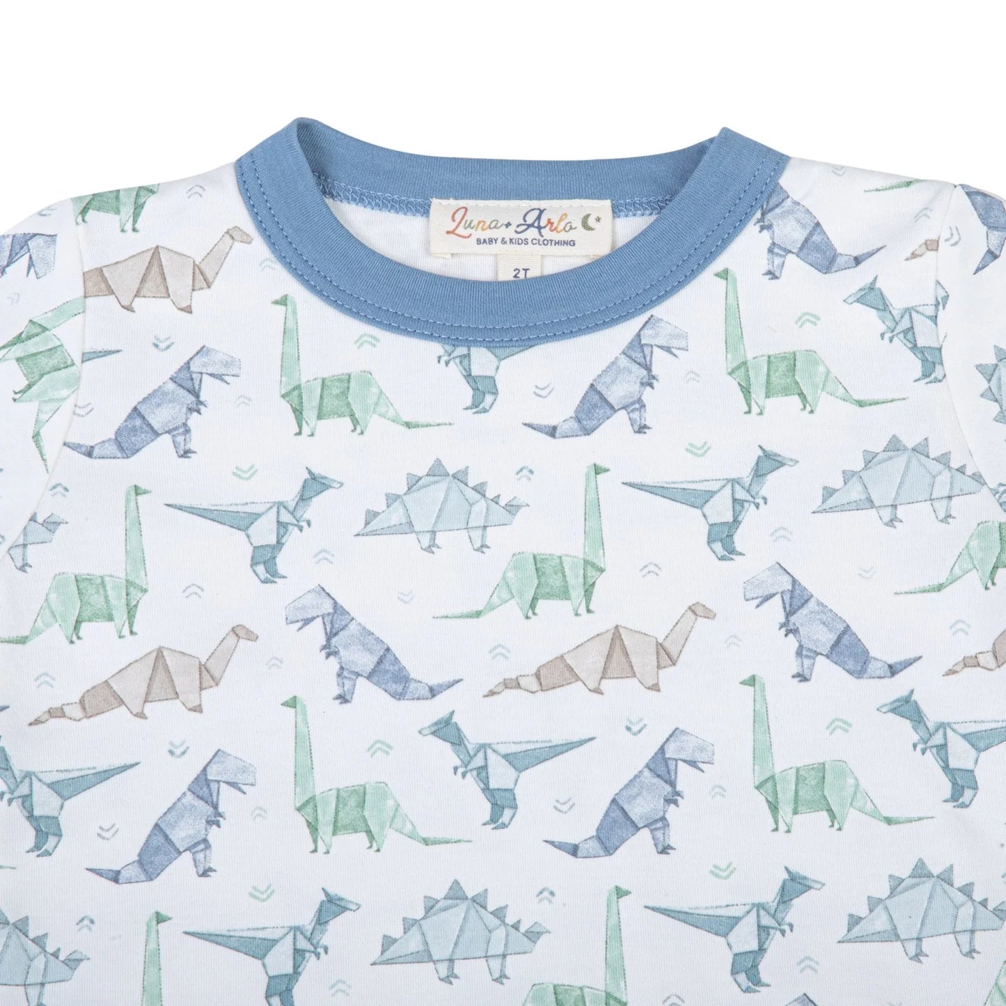 Blue Origami Dinos Long Pajamas