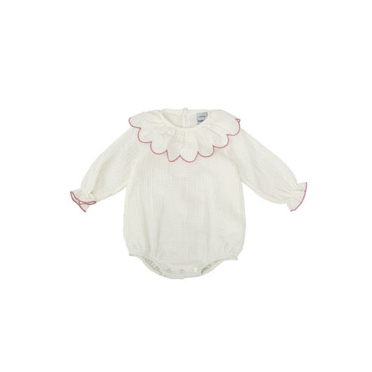 Mauve Scallop Collar Cotton Bodysuit 1174