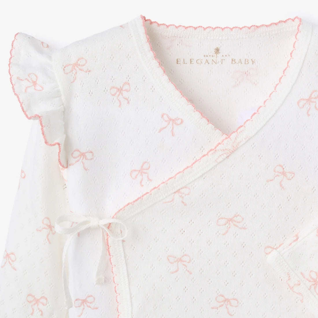 Pink Bow Organic Cotton Pointelle 3pc Bag Set